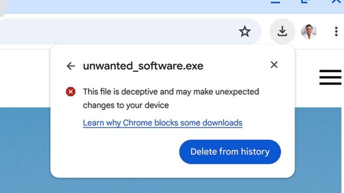 chrome download warning