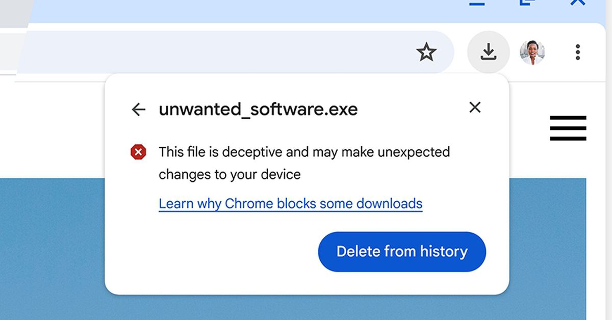 chrome download warning